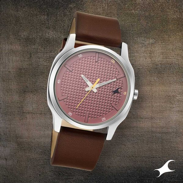 Fastrack Stunners Quartz Analog Red Dial Leather Strap Watch for Guys - image number 0