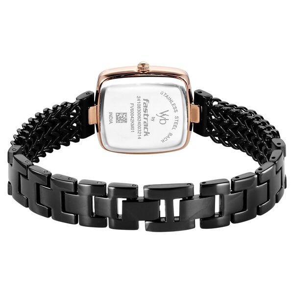 Fastrack Vyb Showstopper Quartz Analog Black Dial Black Metal Strap Watch For Girls - image number 5
