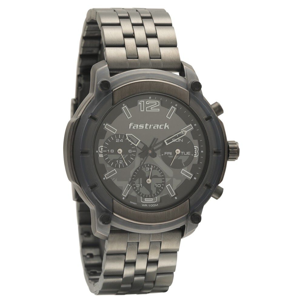 Fastrack Gamify Quartz Analog Black Dial Metal Strap Watch for Guys