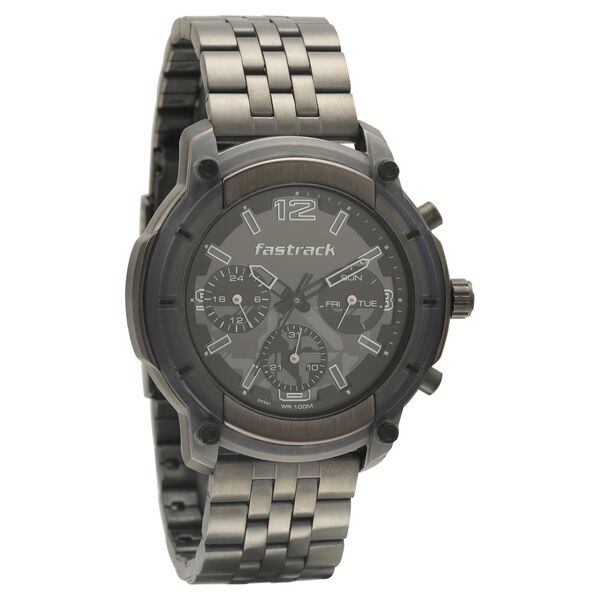 Fastrack Gamify Quartz Analog Black Dial Metal Strap Watch for Guys - image number 0