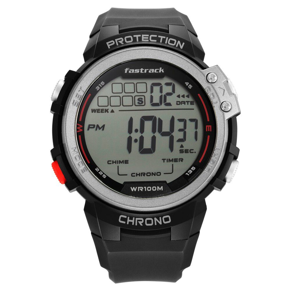 Buy Online Fastrack Streetwear Digital Grey Dial Silicone Strap Watch for Guys 38068pp01 p Fastrack