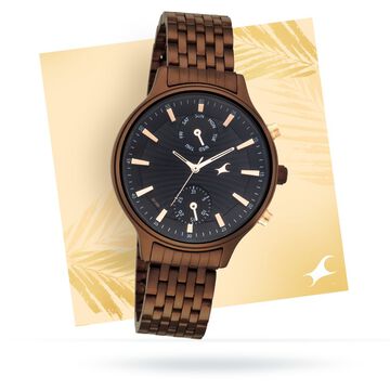 Fastrack Ruffles Quartz Multifunction Black Dial Stainless Steel Strap Watch for Girls