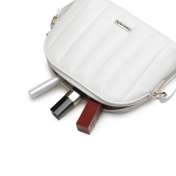 Fastrack Modern Quilted Sling Bag for Women | Trendy, Spacious Bag for Girls, Ladies, Women | Everyday Casual Bag Made from High Quality Faux Leather (White) - image number 5
