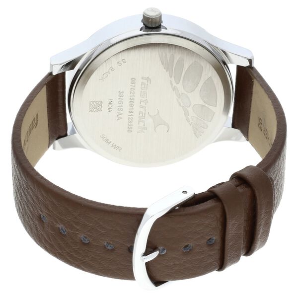 Fastrack Bold Quartz Analog White Dial Leather Strap Watch for Guys - image number 4
