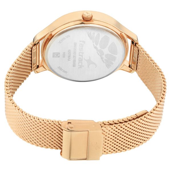 Fastrack Ruffles Quartz Analog with Day and Date Black Dial Stainless Steel Strap Watch for Girls - image number 5