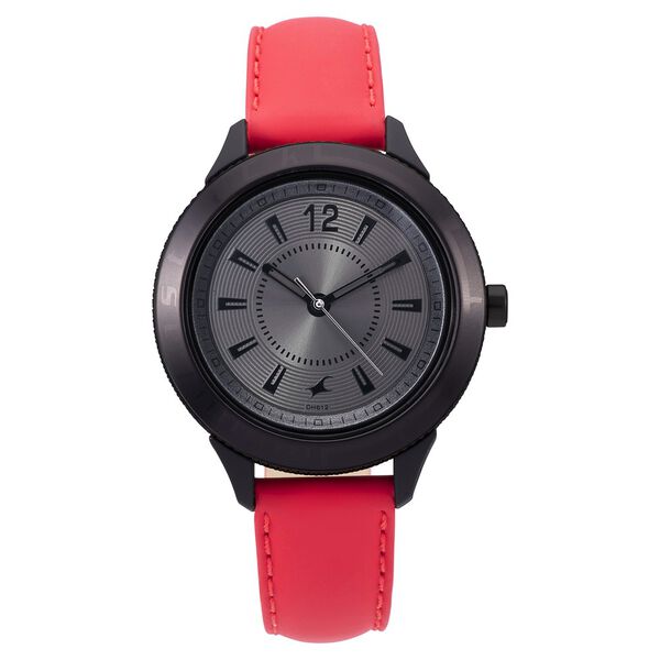 Fastrack Quartz Analog Anthracite Dial Leather Strap Watch for Girls - image number 1