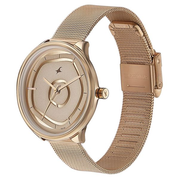 Fastrack Stunners Quartz Multifunction Rose Gold Dial Stainless Steel Strap Watch for Girls - image number 2