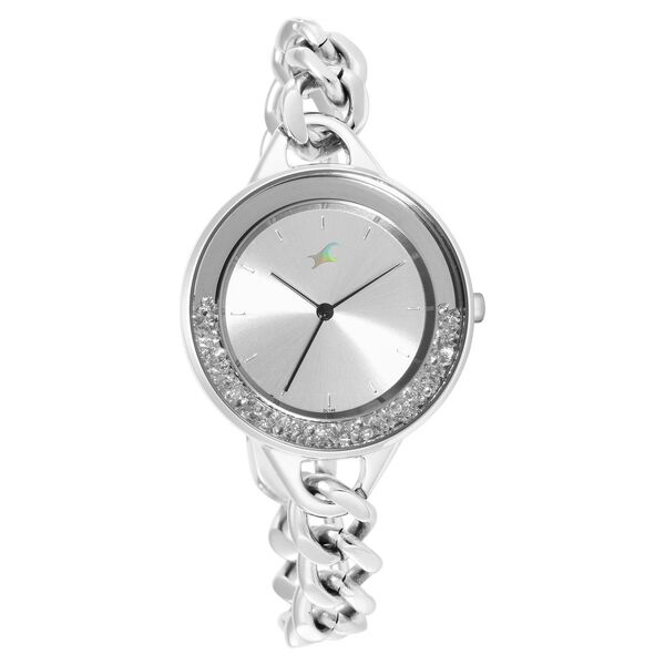 Fastrack Glitch Quartz Analog Silver Dial Metal Strap Watch for Girls - image number 0