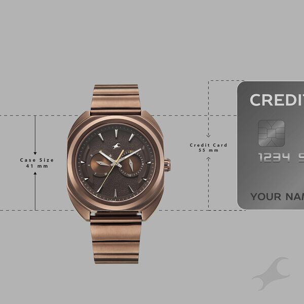 Fastrack Wild Analog with Brown Dial Brown Metal Strap Watch for Guys - image number 3