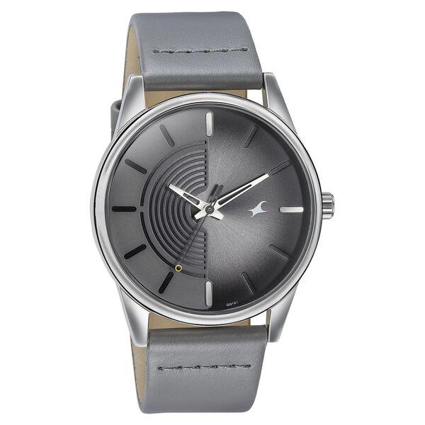 Fastrack Stunners Quartz Analog Grey Dial Grey Leather Strap Watch For Guys - image number 1