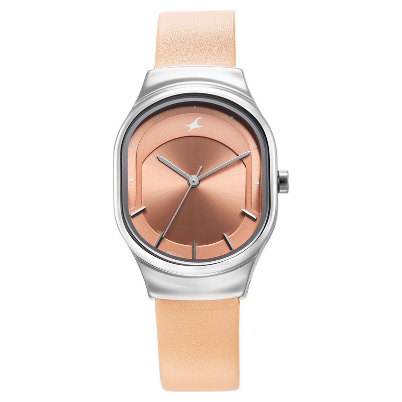 Buy Online Fastrack Snob X Pink Dial Leather Strap Watch for Girls