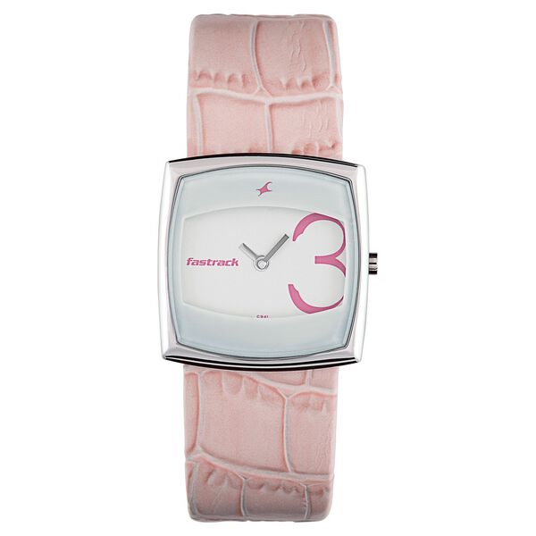 Fastrack Quartz Analog White Dial Leather Strap Watch for Girls - image number 0