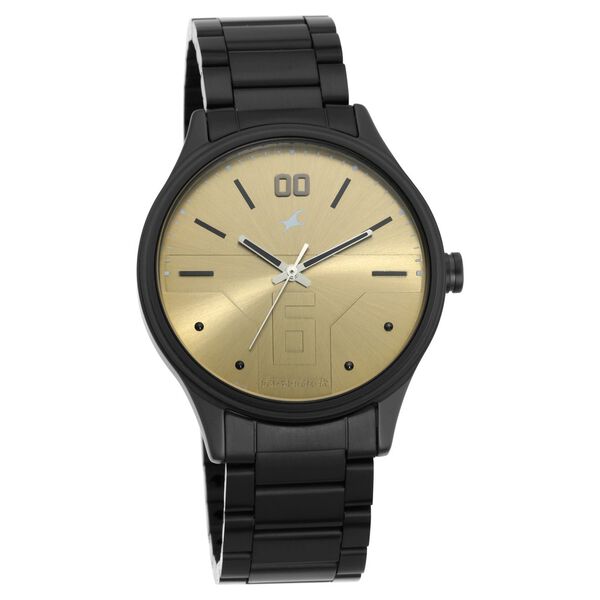 Fastrack Bare Basics Quartz Analog Golden Dial Stainless Steel Strap Watch for Guys - image number 1