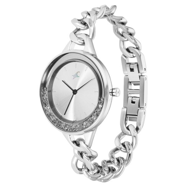 Fastrack Glitch Quartz Analog Silver Dial Metal Strap Watch for Girls - image number 2
