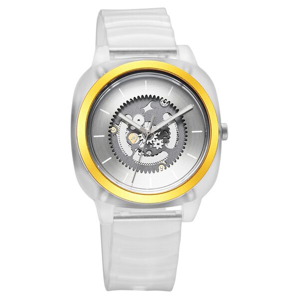 Fastrack Bare Quartz Analog Skeleton Unisex Watch With Grey Dial And Translucent Plastic Strap - image number 2