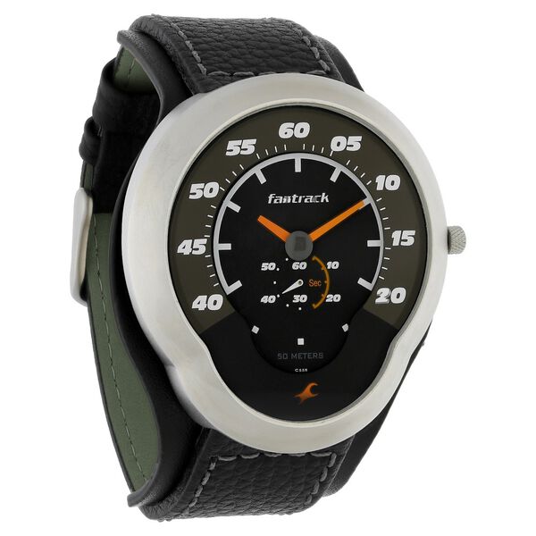 Fastrack Quartz Analog Black Dial Leather Strap Watch for Guys - image number 1