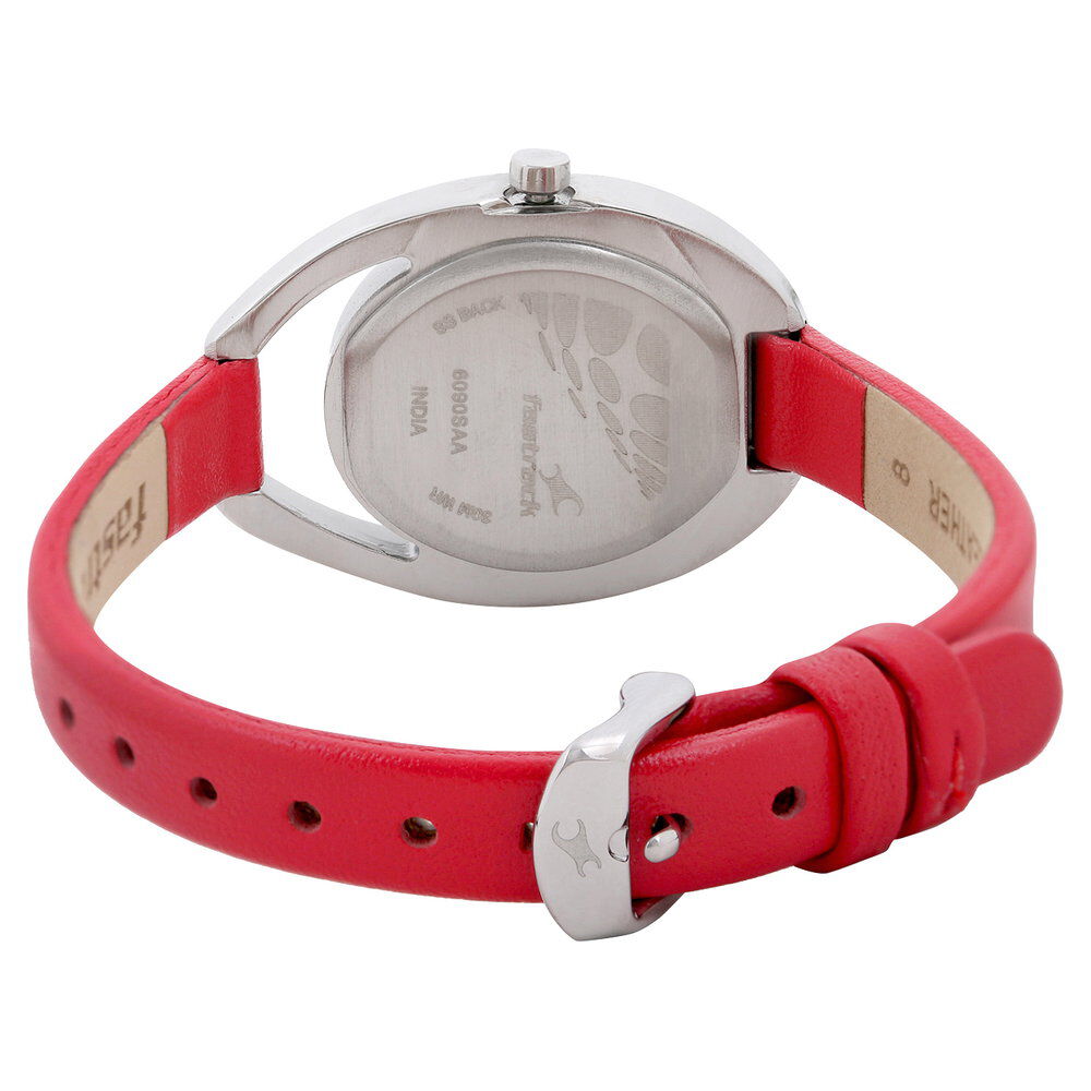 Fastrack Quartz Analog Silver Dial Leather Strap Watch for Girls