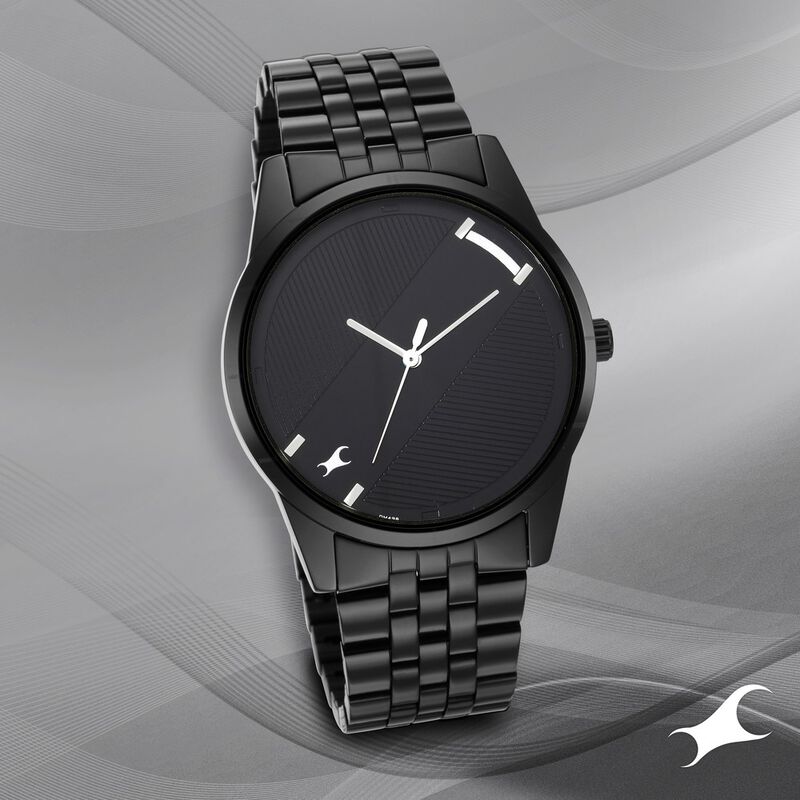 Black Metal Strap Fastrack Black Watch Chain Black Dial Fastrack