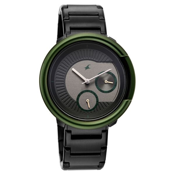 Fastrack Multifunction Textured Black Dial Men's Watch with Integrated Black Metal Bracelet - image number 1