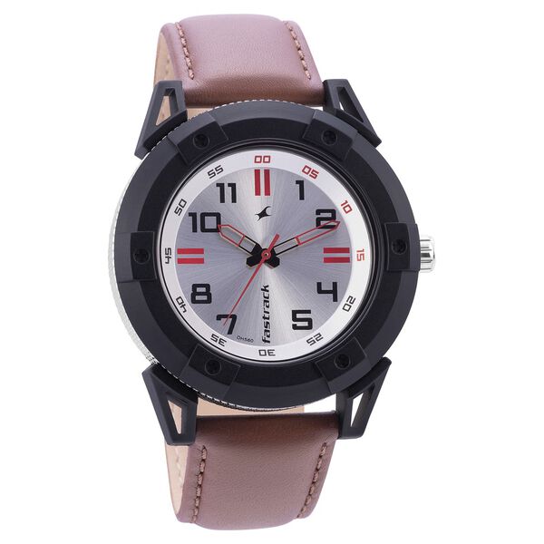 Fastrack Modular Quartz Analog Silver Dial Leather Strap Watch for Guys - image number 0