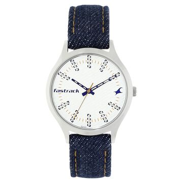 Fastrack Denim Quartz Analog White Dial Denim Strap Watch for Girls