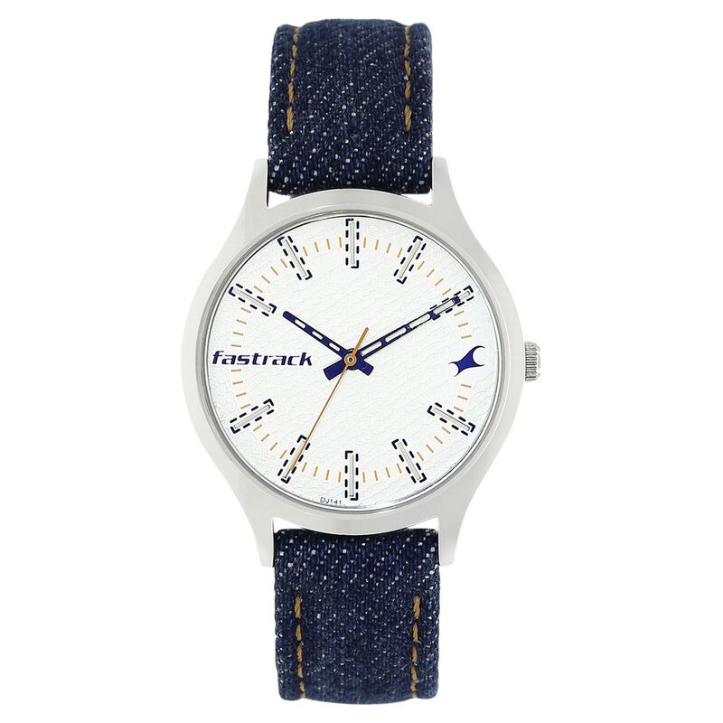 Buy Online Fastrack Denim Quartz Analog White Dial Denim Strap