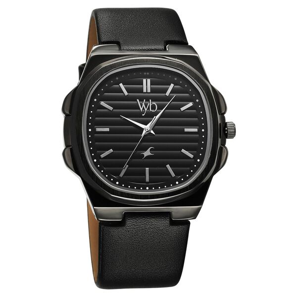 Fastrack Vyb Drift Quartz Analog Black Dial Black Color Leather Strap Watch For Guys - image number 2