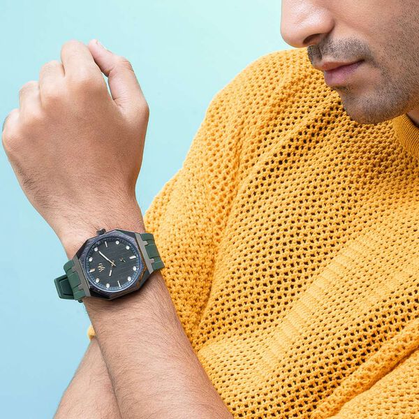 Vyb Rebel By Fastrack Quartz Analog Green Dial Silicone Strap Watch For Guys - image number 6