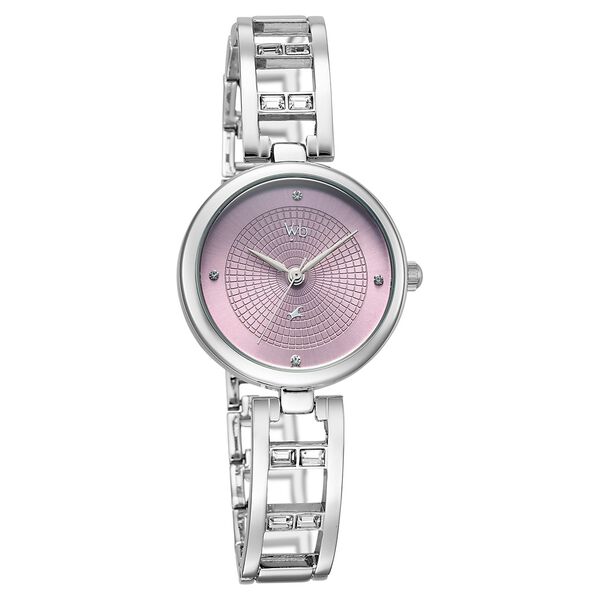Vyb Seeker By Fastrack Quartz Analog Purple Dial Silver Metal Strap Watch For Girls - image number 1