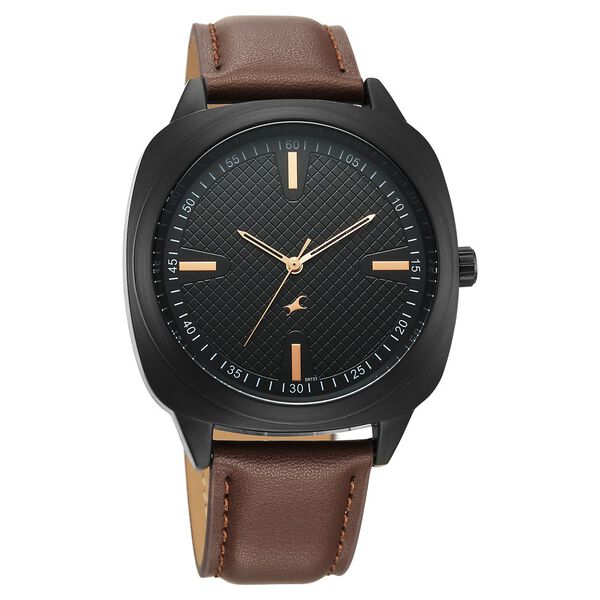 Fastrack Stunners X Quartz Analog Black Dial Leather Strap Watch For Guys - image number 1