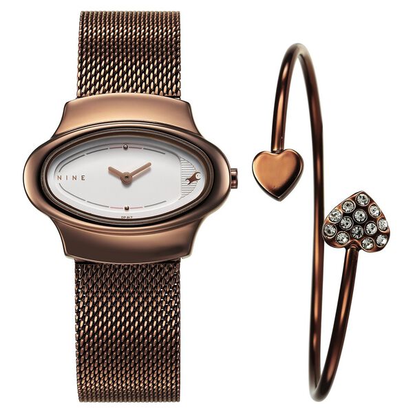 Fastrack Pulse Quartz Analog White Dial Brown Stainless Steel Strap Watch For Girls - image number 0