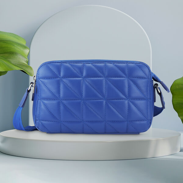 Blue Quilted Sling Bag - image number 0