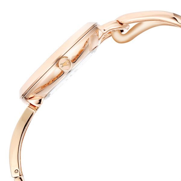 Fastrack Opulence Quartz Analog Silver White Dial Champagne Gold Metal Strap Watch For Girls - image number 3