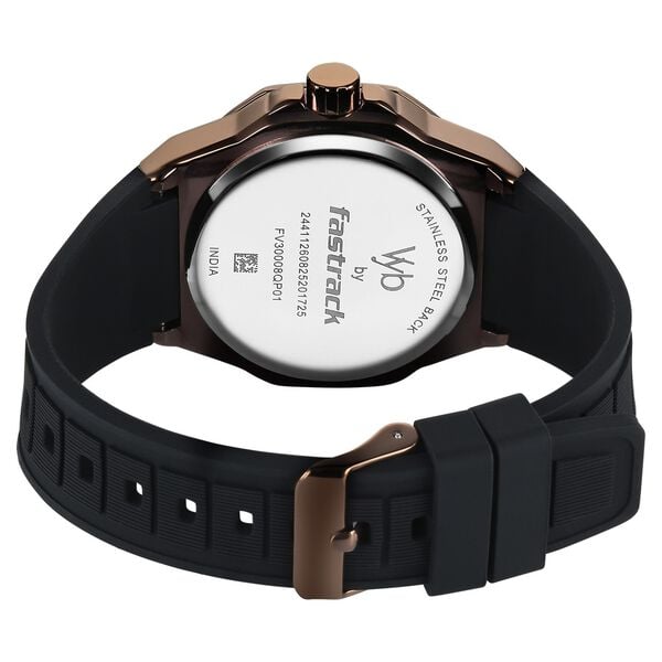 Vyb Rebel By Fastrack Quartz Analog Black Dial Black Silicone Strap Watch For Guys - image number 6