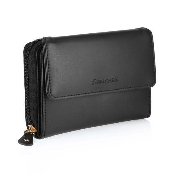 Fastrack Jet Black Zip around Wallet - image number 1