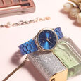 Fastrack Vyb Charmer Quartz Analog Blue Dial Stainless Steel Strap Watch for Girls - image number 2