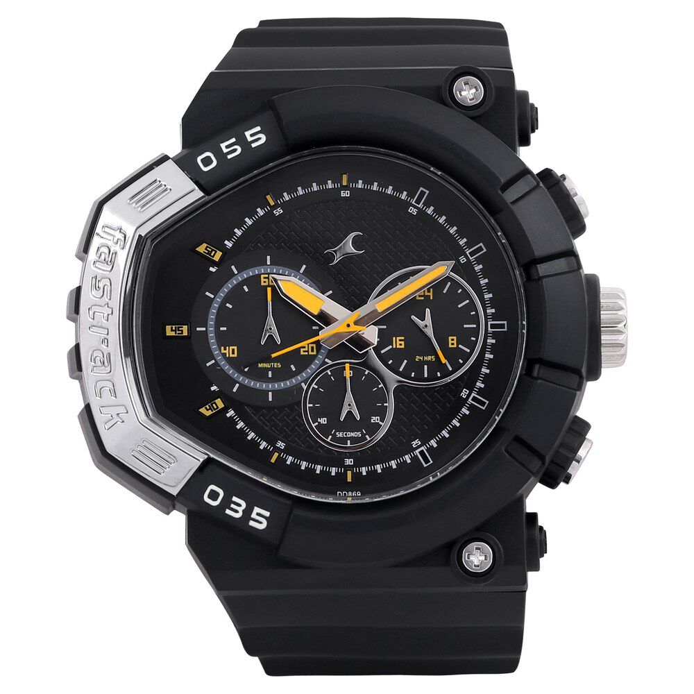 Buy Online Fastrack Quartz Chronograph Black Dial Plastic Strap Watch for Guys 38007pp02j Fastrack