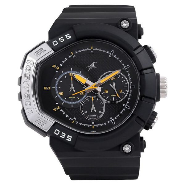 Fastrack Quartz Chronograph Black Dial Plastic Strap Watch for Guys - image number 0