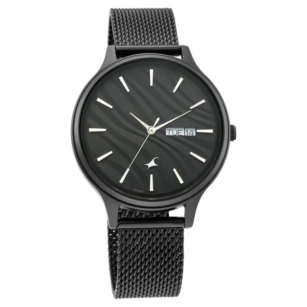 Fastrack Ruffles Quartz Analog with Day and Date Black Dial Stainless Steel Strap Watch for Girls - image number 1