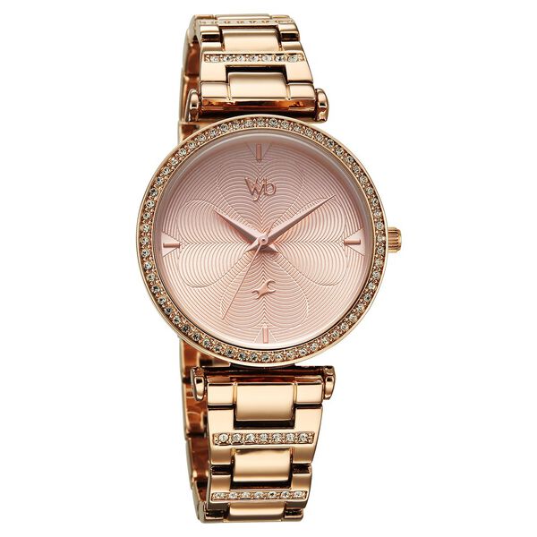 Vyb Diva By Fastrack Quartz Analog Rose Gold Dial Rose Gold Metal Strap Watch For Girls - image number 2