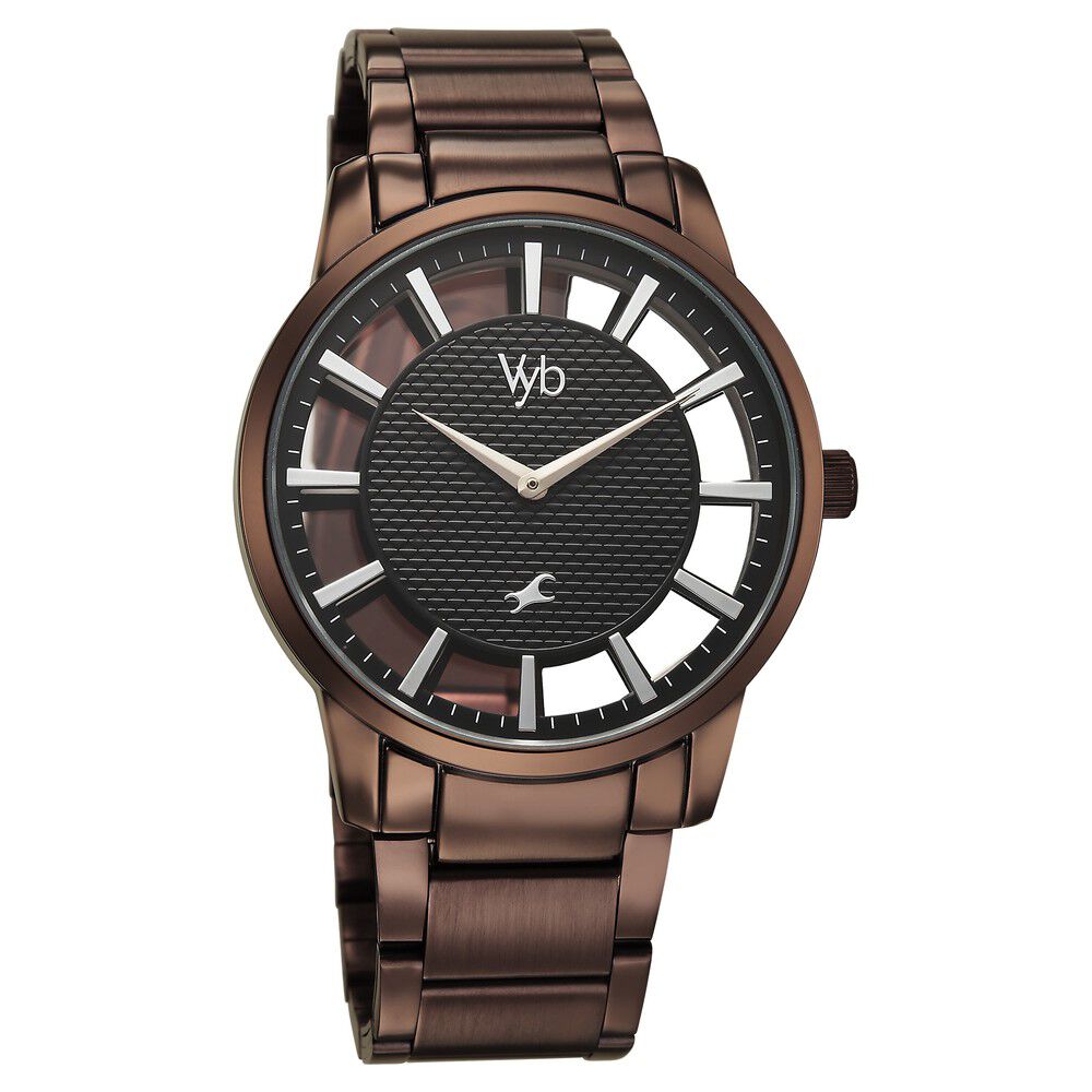 Buy Online Vyb Horizon By Fastrack Quartz Analog Black Dial Brown