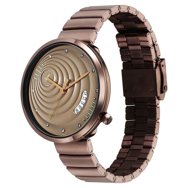 Fastrack Groove Quartz Analog with Date Beige Dial Girls Stainless Steel Watch - image number 2