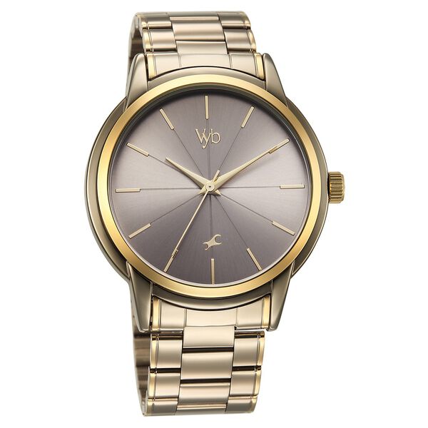 Fastrack Vyb Phantom Quartz Analog Khaki Dial Metal Strap Watch For Guys - image number 2