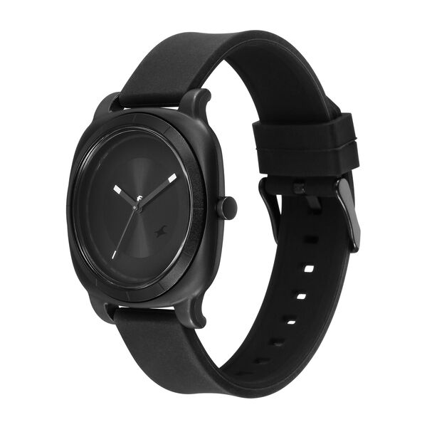 Fastrack Hype All Black Quartz Analog Black Dial With Black Silicone Strap Watch For Unisex - image number 2