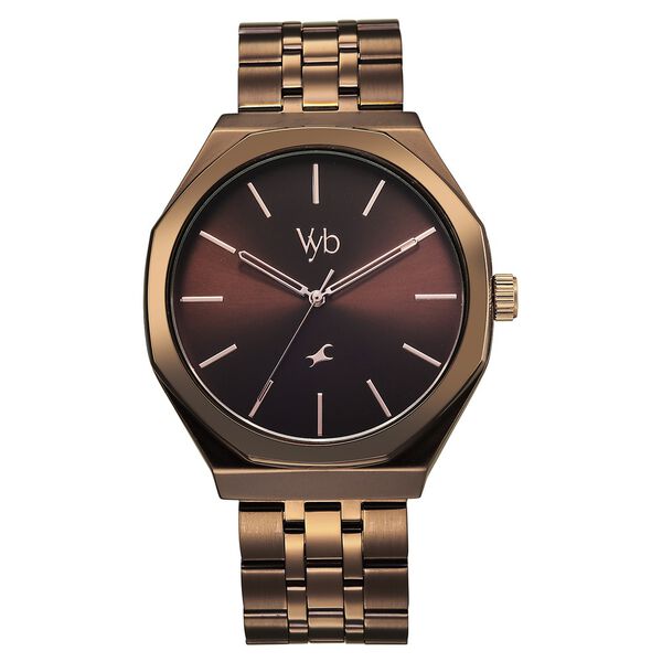 Fastrack Vyb Challenger Quartz Analog Brown Dial Metal Strap Watch For Guys - image number 1