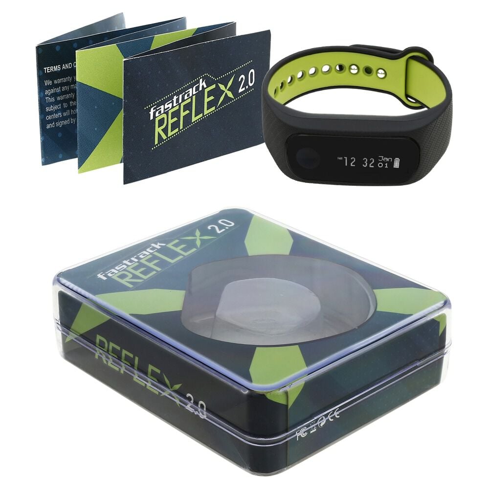Buy Online Reflex Smart Band in Midnight Black with Neon Green Accent swd90059pp05 Fastrack