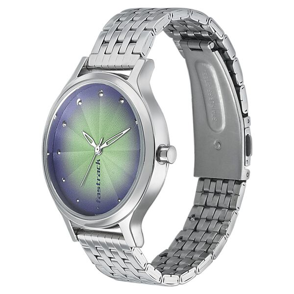 Fastrack Sunburn Quartz Analog Green Dial Metal Strap Watch for Girls - image number 2