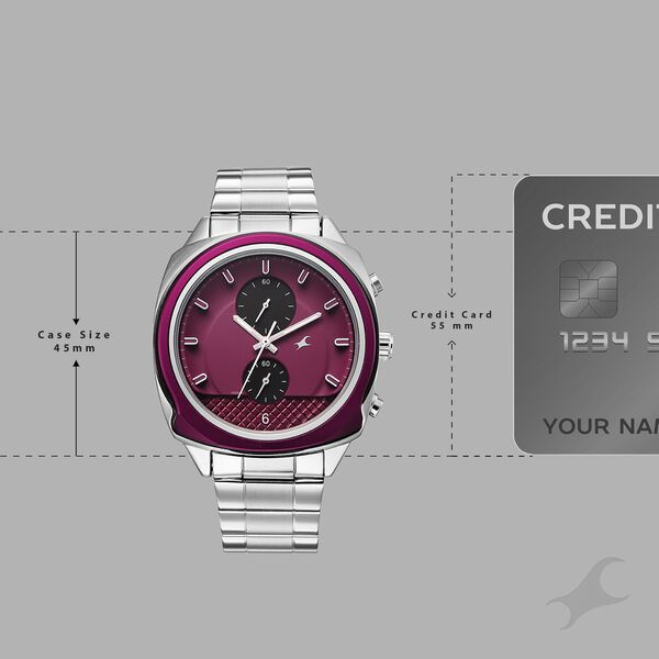 Fastrack Gelato Silver chronograph watch with Plum dial for Guys - image number 3