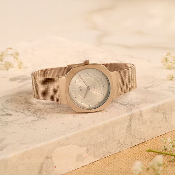 Fastrack Vyb Mirage Quartz Analog Rose Gold Dial Metal Strap Watch For Girls - image number 0
