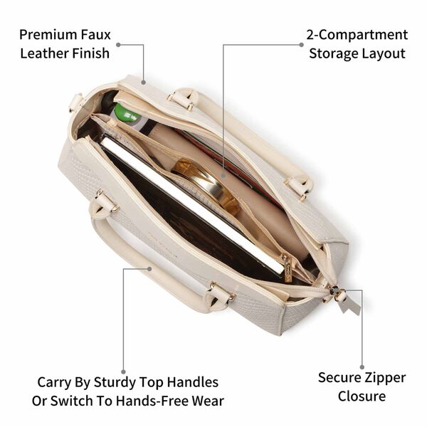 Ivory gridelle satchel - image number 9